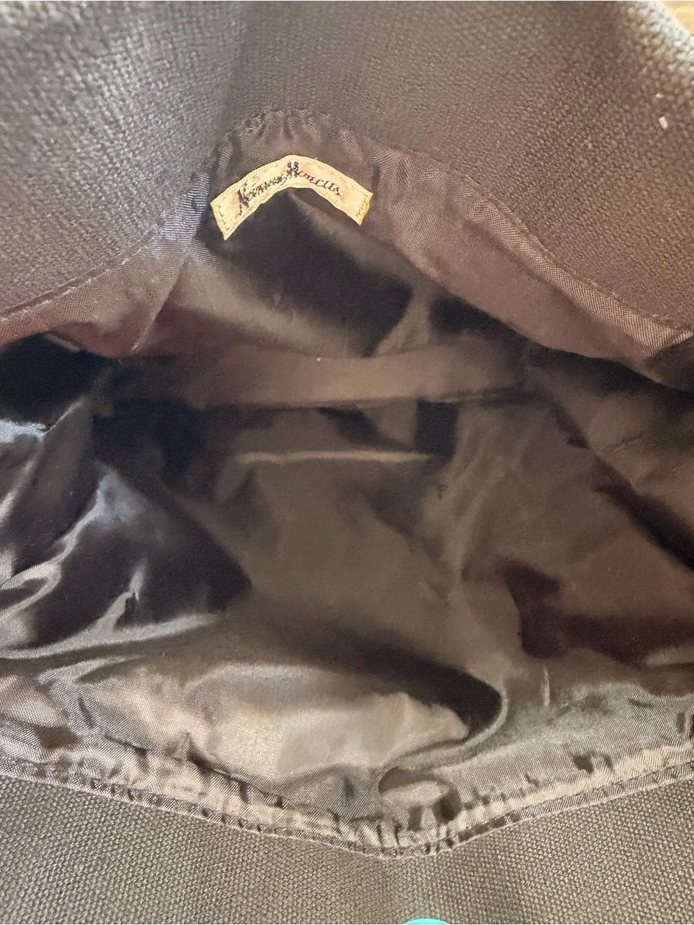 Vintage Neiman Marcus Black Canvas Tote with Patent Leather Trim